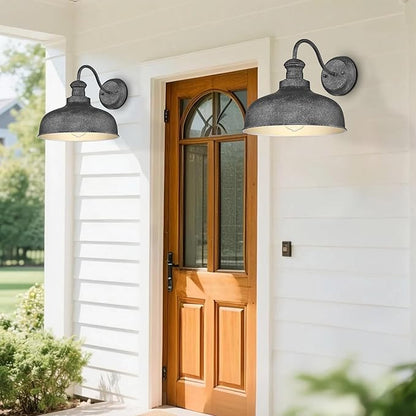 Outdoor Gooseneck Barn Light, Outside Wall Sconce, Weather Resistant Anti-Rust Farmhouse Exterior Wall Lantern for Porch, Garage, Patio, Entryway (Antique Black, 8 Pack)