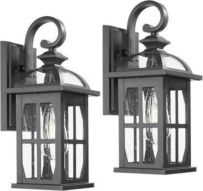Darkaway Outdoor Wall Lights, Exterior Light Fixture with Seeded Glass, Aluminum Anti-Rust Exterior Lights Sconces Lighting for House Porch Yard Hallway Doorway Garage