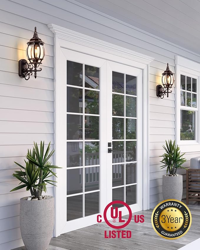 VIANIS Oil Rubbed Bronze Outdoor Light Fixtures Wall Mount, Modern Front Porch Lanterns Wall Sconce, Anti-Rust Outside Garage Lights Dusk to Dawn Lighting for Patio, Waterproof Coach Lights for House