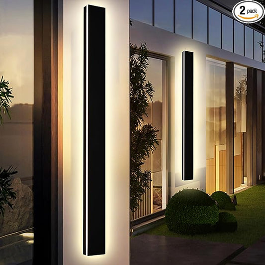 Modern Outdoor Wall Lights 60 Inch Black Linear Exterior Light Fixtures Wall Mount, Porch Lights Outdoor Wall Sconce, Long Wall Light Fixture Outside for Garage Patio, 3000K-6000K 5CCT