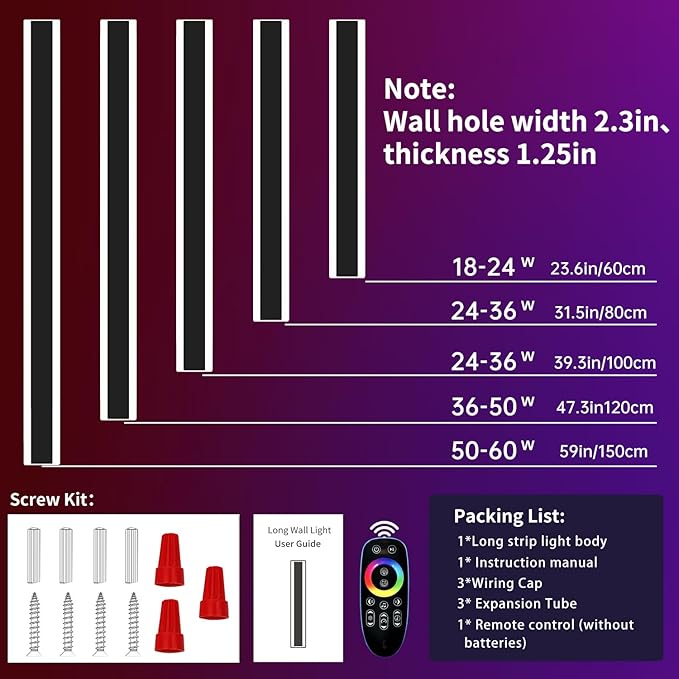 Mikeru Modern Outdoor Light Fixture, 31.4inch Modern RGB Outdoor Wall Light 10%-100% Dimmable with Memory Function Long Outdoor Porch Lights Featuring Multiple Modes and 12 Colors for Patio Entryway