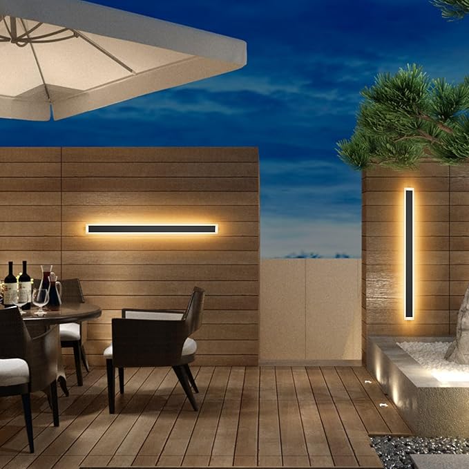 2 Pack 39.4In Long Outdoor LED Wall Light 3000K Modern Exterior Wall Sconce Light IP65 Waterproof for House Porch Courtyard