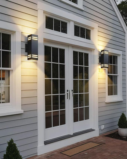 SHIMR Dusk to Dawn Outdoor Lighting 2 Pack, Modern Exterior Lighting Fixtures Wall Mount ETL Listed, Aluminum Anti-Rust Outdoor Sconce Up and Down Outside Lights for House Porch, LED Bulbs Include