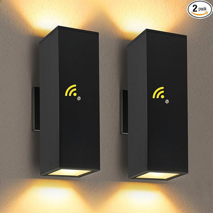 Modern Outdoor Wall Light Dusk to Dawn 2 Pack, Waterproof Matte Black Porch Lights, 2700K LED Outdoor Sconce Lights for House, Garage, Patio, Front Door