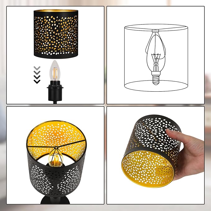 6 Pack Small Lamp Shades Clip on Bulb, Metal Chandelier Shades Replacement, Clip-on Small Lamp Shades for Vanity Lighting Fixtures Table Lamp Floor Lamp Wall Sconces Pendant Light