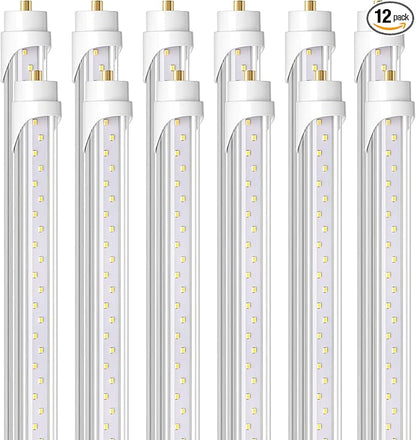 Barrina 8 Foot LED Bulbs, 44W 5500lm 6500K, Super Bright, T8 T10 T12 LED Tube Lights, FA8 Single Pin LED Lights, Clear Cover, 8 Foot LED Bulbs to Replace Fluorescent Light Bulbs (Pack of 12)
