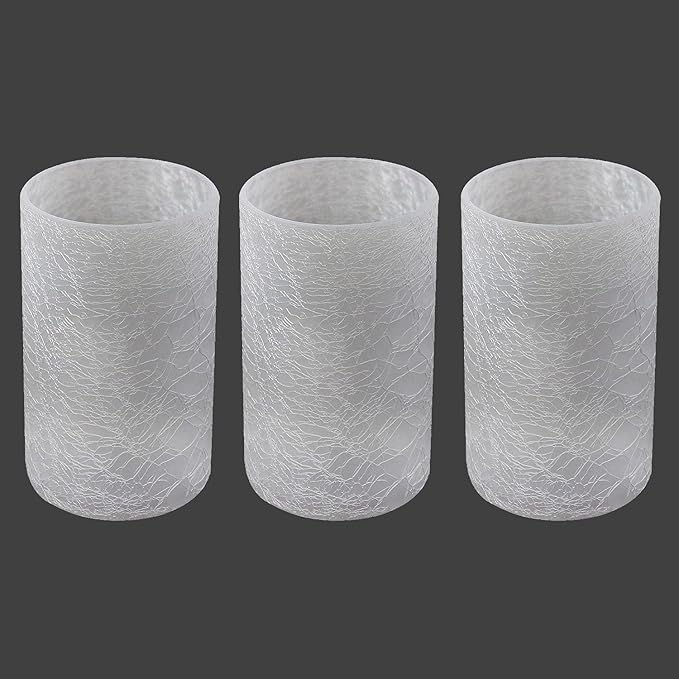 3 Pack Frosted Cracked Glass Shade, Cylinder Light Fixture Replacement Globe or Cover with 1-5/8-Inch Fitter for Chandelier Wall Sconce Pendant Light, G0074