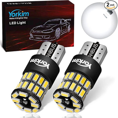 Yorkim 194 LED Bulb 6000K White T10 Interior Bulbs T15 W5W 2825 168 LED Bulb for Interior Light Trunk License Plate Lights Marker Lights, Pack of 2