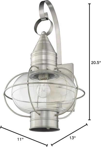 Livex 26904-91 Transitional One Light Outdoor Wall Lantern from Newburyport Collection in Pwt, Nckl, B/S, Slvr. Finish, Brushed Nickel