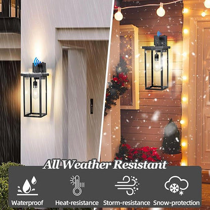 Dusk to Dawn Sensor Outdoor Wall Mount Light Fixture,20" Large Outdoor Wall Lights Exterior Front Porch Light，Black Exterior Sconce with E26 Socket，Waterproof Outside Lights for House 1 Pack