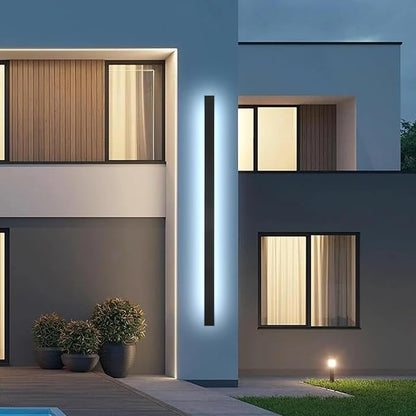 Porch Wall Lights,70.8inch Dimmable Long Strip Modern Exterior Light Fixtures Wall Mount,Black Linear Outdoor Wall Light Fixture IP65 Waterproof,Outside Lighting for House,Corridor