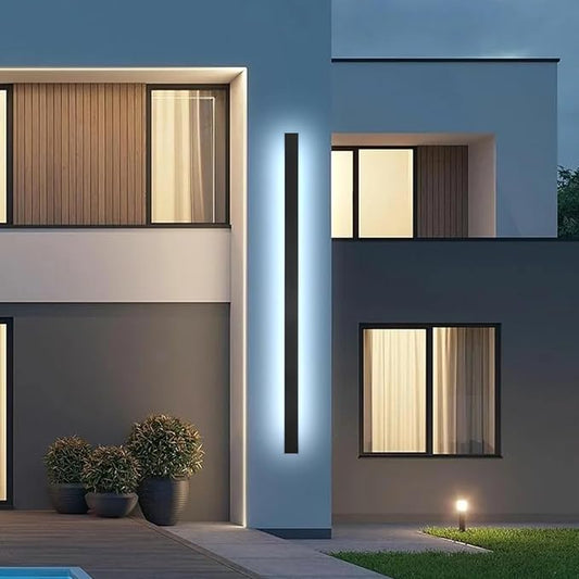 Porch Wall Lights,70.8inch Dimmable Long Strip Modern Exterior Light Fixtures Wall Mount,Black Linear Outdoor Wall Light Fixture IP65 Waterproof,Outside Lighting for House,Corridor