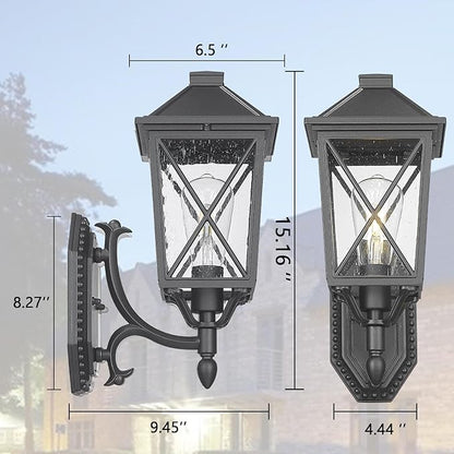 Outdoor Wall Lantern, Outdoor Lights Fixtures Wall Mount with Seeded Glass, Exterior Porch Lights, Waterproof Outside Sconce Lights Modern Anti-Rust for House Front Porch Patio Garage