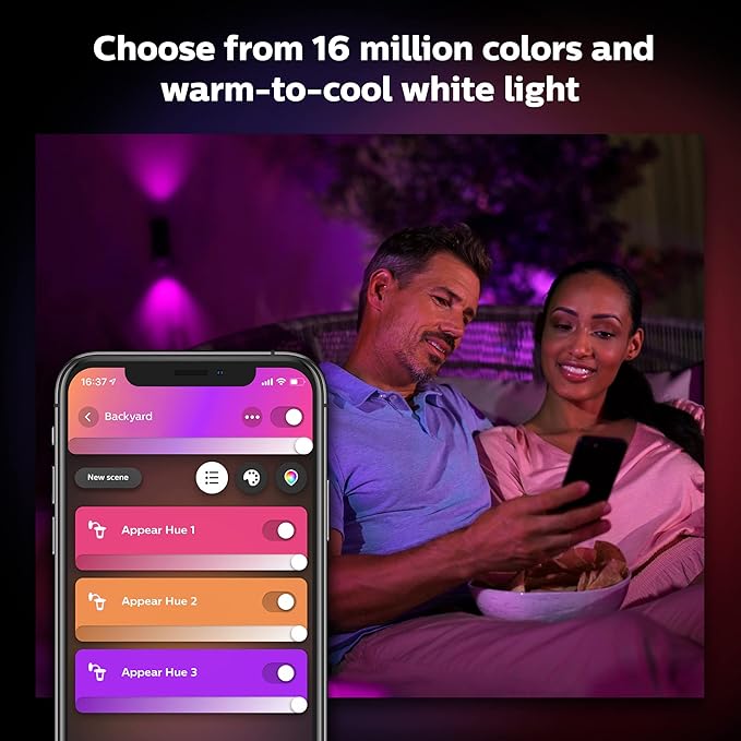 Philips Hue Appear Outdoor Smart Wall Light, Black - White and Color Ambiance LED Color-Changing Light - 2 Pack - Requires Hue Bridge - Control with Hue App and Voice - Weatherproof