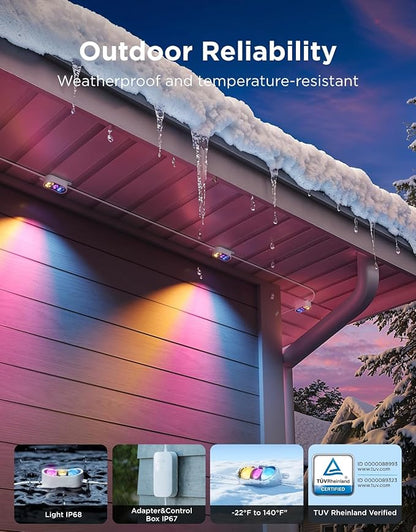Govee Permanent Outdoor Lights Prism, 100ft with 36 Triple-Color Lighting Heads, 100+ Scene Modes, Up to 60lm for Outdoor Decor, IP68 Waterproof, Works with Alexa, Google Assistant & Matter, White
