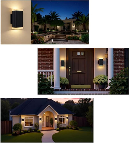 Outdoor Wall Light, ZUUKOLE Waterproof Exterior Wall Sconce, Anti-Rust Aluminum Wall Mount Lighting Rectangular Design – Up Down Lights Outdoor for Porch, Patio or Garage, 2 Pack