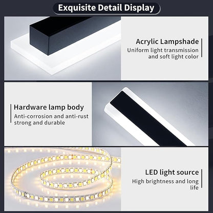 Mikeru 31.4inch Long Led Wall Light, 6000k Cool White Modern Outdoor Wall Light Ip65 Waterproof Black Acrylic Porch Exterior Lighting Fixtures, Exterior Wall Mount Lights for Garage Front Door