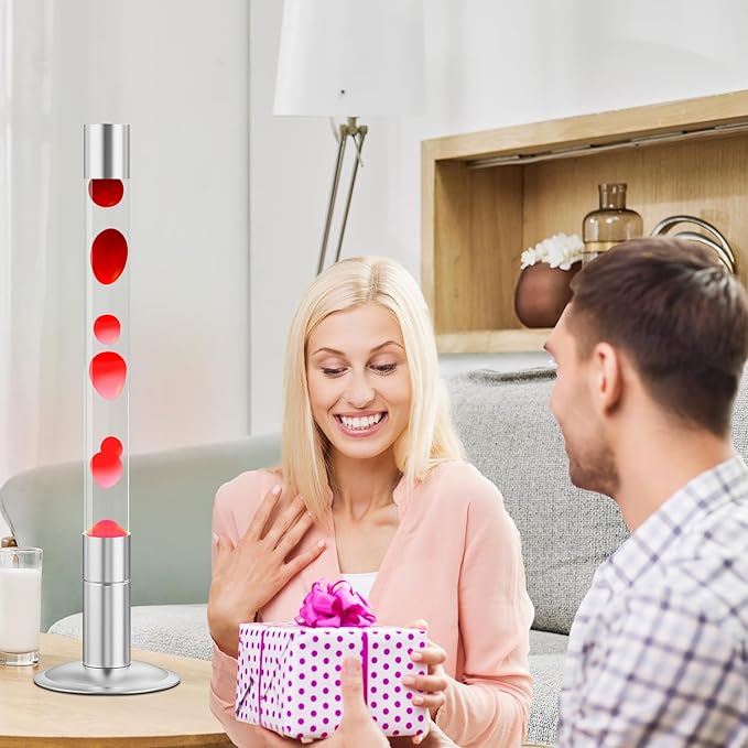 30-Inch Relaxing Liquid Motion Lamps,Magma Lamps, Home Decor Living Room Office Bedroom Lamp for Adults (White Water Red Wax)