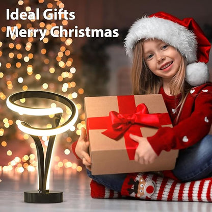Modern Spiral RGB Table Lamp, Unique, 7 Colors 10 Light Modes LED, Touch Dimmable Cool Nightstand Lamps for Living Room Bedroom Office, Ideal Gift (Black)