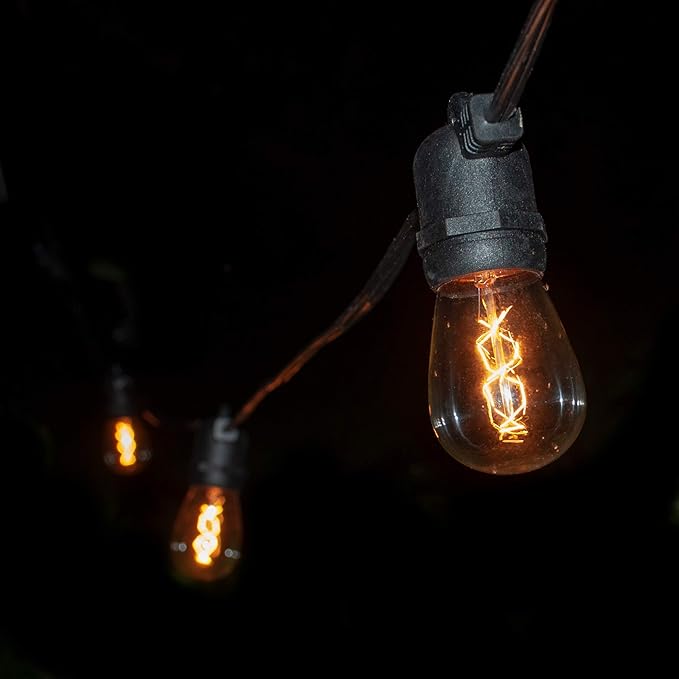 Hometown Evolution, Inc. E26 Commercial String Lights with 16 Gauge Wire (24 Foot 12 Socket, S14 Zig Zag Edison 11 Watt Bulbs)