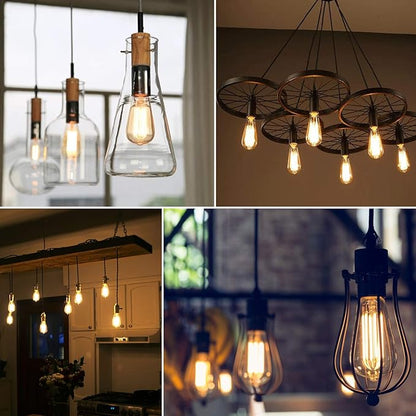 LUXRITE Vintage LED Edison Bulb 60W Equivalent, ST19 ST58, 2700K Warm White, 550 Lumens, Dimmable LED Filament Bulb 5W, Clear Glass, UL Listed, E26 Medium Base (6 Pack)