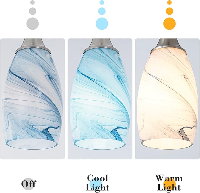 Blue Oval Glass Lamp Shade Only Art Marble Glass Light Shades for Kitchen Island pendant Lights Covers Light Fixture Replacement for Mini Pendant Ceiling Lights Chandelier 1pack