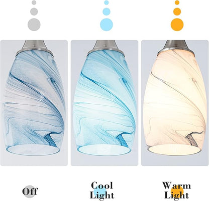 Blue Oval Glass Lamp Shade Only Art Marble Glass Light Shades for Kitchen Island pendant Lights Covers Light Fixture Replacement for Mini Pendant Ceiling Lights Chandelier 1pack