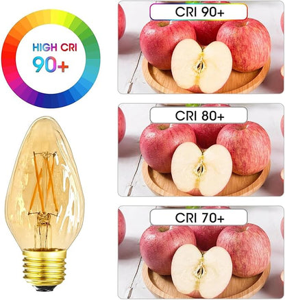 Leools E26 Vintage Edison Bulbs 6W Dimmable LED Bulbs 2700K Amber Warm White 600lm 6 Pack 120V AC E26 Medium Base Light Bulbs for Pendant Light Fixture,6-Pack