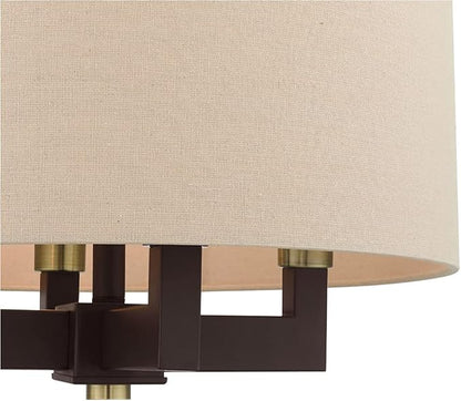 Livex Lighting 46164-07 4 Light Bronze Chandelier, Bronze W/Antique Brass Accents