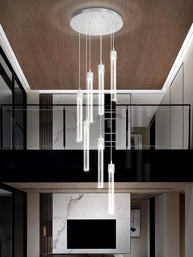 Modern Chandelier 8-Light Bubble Crystal Pendant Light Adjustable Pendant Light Fixture Crystal Chandeliers for Living Room Dinning Room Bedroom