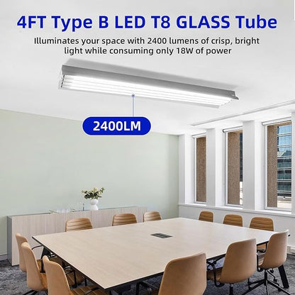 hykolity 20 Pack 5CCT 4FT LED T8 Ballast Bypass Type B Light Tube, 18W, 3000K/3500K/4000K/5000K /6500K Selectable, Single or Double End Powered, 2400lm, T8 T10 T12 Tube Light, 120-277V, UL, FCC