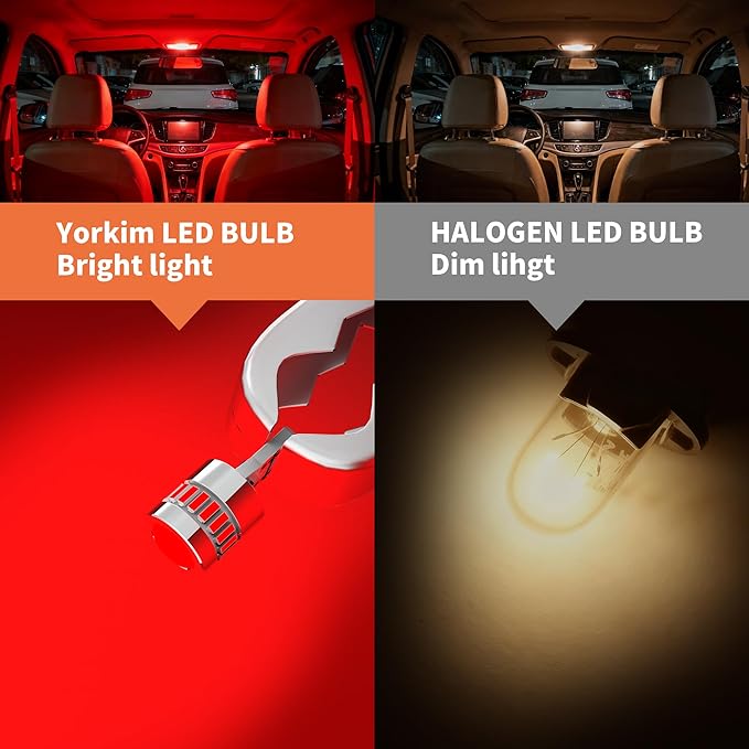 Yorkim 194 LED Bulb 6300K Red, 168 2825 W5W T10 LED Light Bulb Error Free for License Plate, Dome, Map, Courtesy, Side Marker Lights, Pack of 2