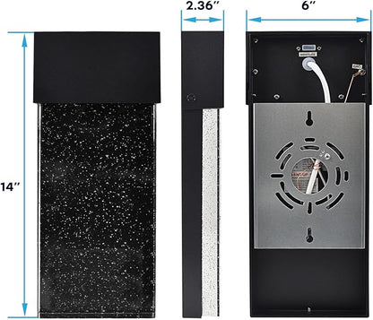 LUXRITE 14-Inch LED Wall Sconce Outdoor Light, 3CCT Selectable 3000K/4000K/5000K, 2000LM, 120V, 20W, IP65 Waterproof, Modern Bubble Glass Light Fixture, ETL Listed, Black (2 Pack)