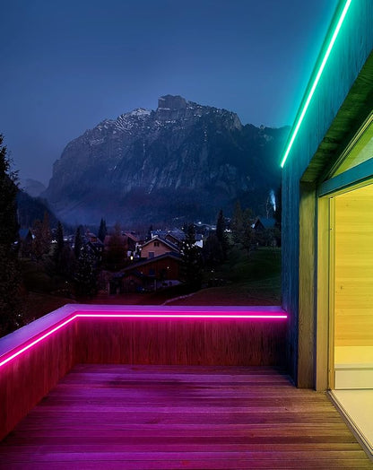 Shine Decor LED RGB Neon Rope Lights AC 120V, Expandable & Cuttable Bright Strip Lighting with Remote, Dimmable Color Changing, ETL Cold-Resistant & IP65 Waterproof for in&Outdoor, 10x20mm, 50FT