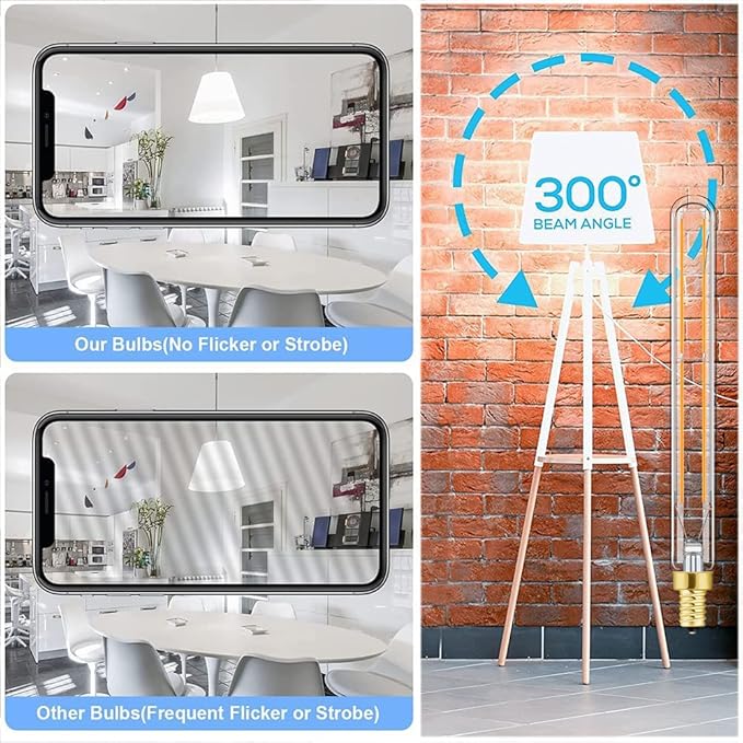 Leools E12 LED Bulb Dimmable 6W Equal 60-75 watt Light Bulb,7.3 Inch Long Led Tubular Light Bulbs,4000K Daylight AC120V 750LM T6 E12 Candelabra Bulb 60 watt for Chandeliers.6Pack