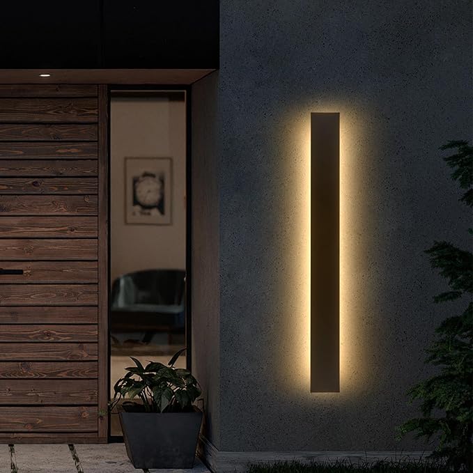 59in Modern Outdoor Lights,Upgraded 4.72in Wide Exterior Light Fixtures Wall Mount,IP65 Waterproof 3000K Black Modern Porch Lights Wall Sconce,LED Long Linear Outside Lighting for Garage,Corridor
