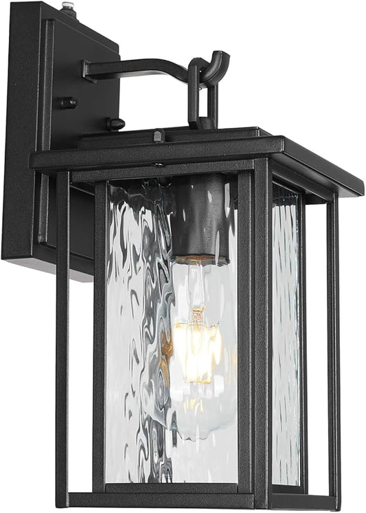 JYZ Dusk to Dawn Outdoor Wall Sconce, 12 Inch Exterior Wall Mount Lantern with Aluminum Frame, Weatherproof Black Porch Light Fixture for Front Door, Garage, Patio, Backyard, Garden JYOWL05