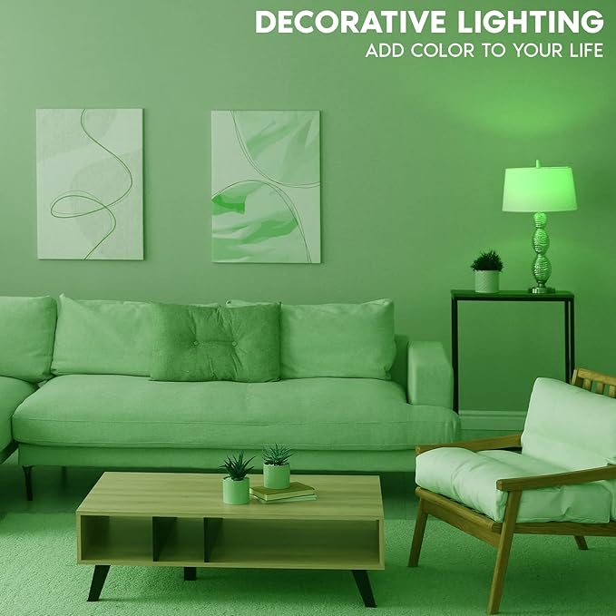 LUXRITE E12 LED Filament Green Light Bulb, 4.5W (40W Equivalent), Colored Glass Candelabra Bulb, UL Listed, E12 Base, Indoor Outdoor, Porch, Decoration, Party, Holiday, Event, Home Lighting (3 Pack)
