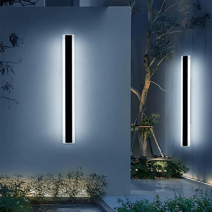2 Pack Long Outdoor Wall Sconce, 47.2inch Modern Exterior Light Fixture, IP65 Waterproof, 3000K-6000K Dimmable with Remote Control, Linear Wall Mount Lighting for Patio, Garden, Garage
