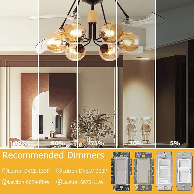 Dimmable G16.5 LED Bulbs,E26 Edison LED Light Bulbs,6W Equal 60 Watt Light Bulb,600lm,Soft White 3000K,Globe Light Bulb for Pendant,Vintage Filament Candle Bulb with Decorative,Φ1.97in*2.99in,6Pack.
