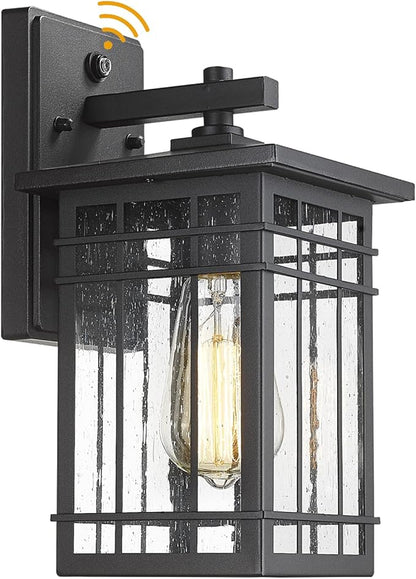 Dusk to Dawn Exterior Wall Lights, Outdoor Wall Lanterns Sensor Light Fixtures Wall Mount Waterproof Wall Sconce Anti-Rust Porch Light with Seeded Glass for Corridor, Garage, 1 Pack