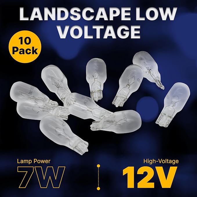 Diximus 12 Volt 7 Watt Low Voltage T5 Landscape Bulb - Pack 10 - Landscape Light Bulbs - Low Voltage Landscape Light Bulbs (Clear, 10)