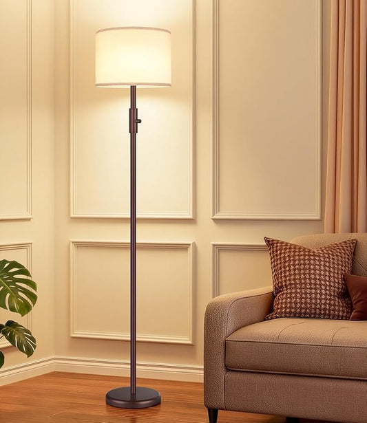 【Upgraded】 Dimmable Floor Lamp, 1000 Lumens LED Bulb Included, Modern Floor Lamps for Living Room, Standing Lamp with Linen Shade, Tall Lamp for Bedroom Office Dining Room- Brown