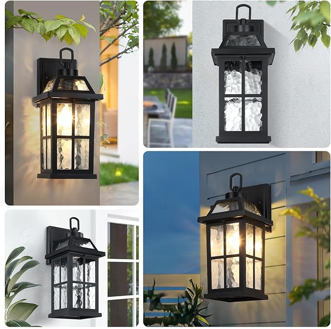 14 '' Outdoor Lights for House 2 Packs, Black Exterior Light Fixtures Porch Light Wall Mount, Waterproof Sconce Lights Outside, Modern Outdoor Lighting Wall Lanterns for House Garage Patio Front Door