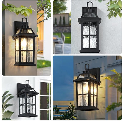 14 '' Outdoor Lights for House 2 Packs, Black Exterior Light Fixtures Porch Light Wall Mount, Waterproof Sconce Lights Outside, Modern Outdoor Lighting Wall Lanterns for House Garage Patio Front Door