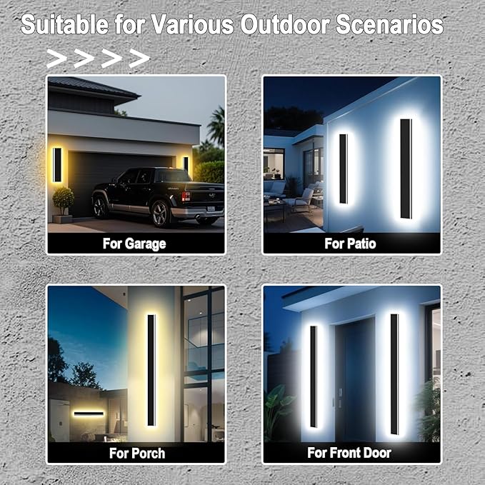 Picico 59in Modern Outdoor Lights,4.33 Inch Wide IP65 Waterproof Long Exterior Light Fixtures Wall Mount,Dimmable Linear Outdoor LED Wall Sconce,Outside Lighting for Garage,Front Door