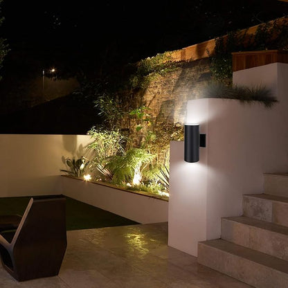 Outdoor Wall Light, Exterior Lighting - ETL Listed, 2 Light Bulbs Included, Aluminum Waterproof Wall Mount Cylinder Design - Up Down Light Fixture for Porch, Backyard and Patio