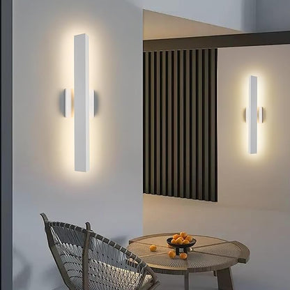 2 Pack LED Outdoor Wall Lights Dimmable,20W 3000K,21.9" Modern Textured White Outdoor Wall Sconce, IP65 Waterproof, Linear Exterior Wall Light for Entrance, Hallway, Garage, Porch