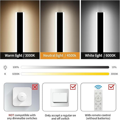 Mikeru 2pack 31.4inch Outdoor Wall Light Fixtures, 10%-100% Dimmable Outdoor Wall Lights Exterior Front Porch Light 3000-6000k Wall Mounted Led Lighting for Basement, Shop,Garage Lighting
