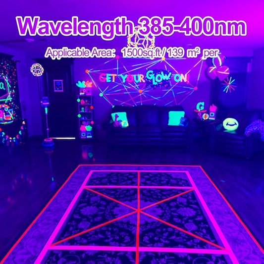 120W LED Black Light Bar, 10FT Cord & Switch, Aluminum Shell, YIAYETOG IP66 Waterproof Black Lights for Large Space, Glow Party, Halloween, Body Paint, Yard, 3 Pack